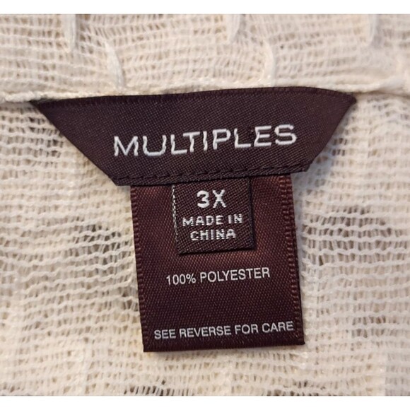 Multiples Cardigan Womens Plus Size 3X Sheer Beige Button Front Asymmetrical NWT - Picture 7 of 12
